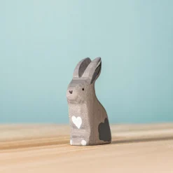Wooden Sitting Rabbit - Grey