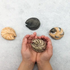 Wooden Sleeping Cat - Tabby