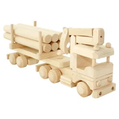 Wooden Truck With Logs & Crane - Montana