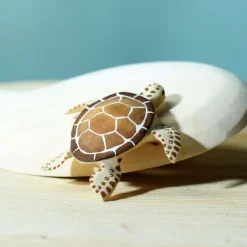 Wooden Turtle Mum & Hatchling - Brown