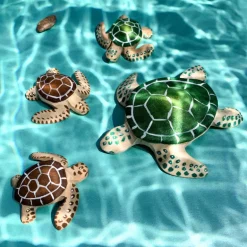 Wooden Turtle Mum & Hatchling - Green