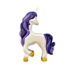 Wooden Unicorn Standing - White