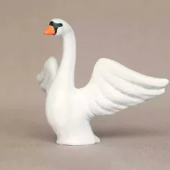Wooden White Swan - Flying